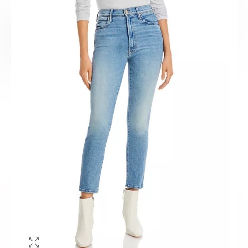 MOTHER Jeans Womens 29 The Swooner Rascal Ankle Light Blue Denim Wash:Let's Trip